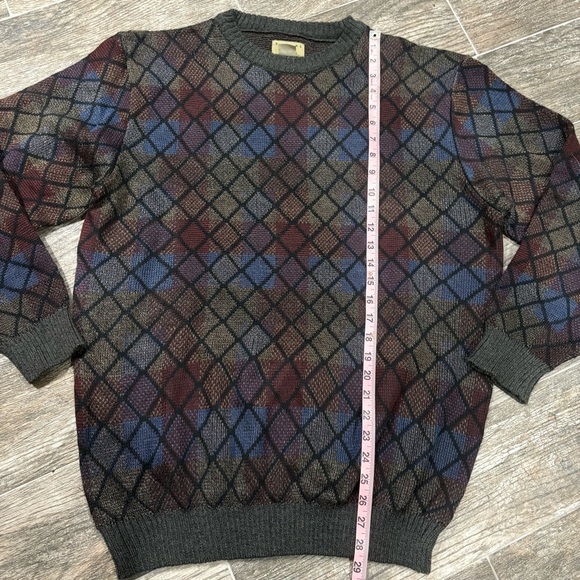 Vtg Natural Issue Sweater Mens Large Multicolor Plaid Grandpa Preppy Academia - Picture 5 of 8